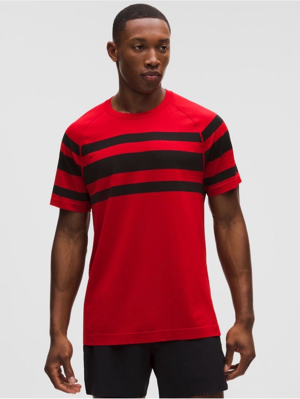 lululemon athletica Metal Vent Tech Shirt in Oxford Red and Black